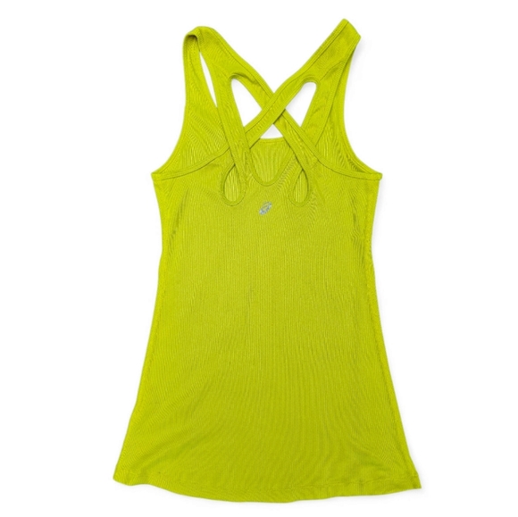 Asics Women's Fit-Sana Rib Crossback  Yellow Green Tank Top,Size S - Picture 3 of 5
